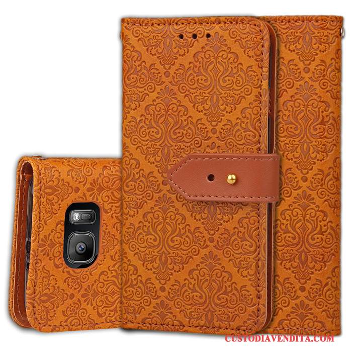 Custodia Samsung Galaxy S7 Pelle Telefono Lusso, Cover Samsung Galaxy S7 Folio Anti-caduta Rosso