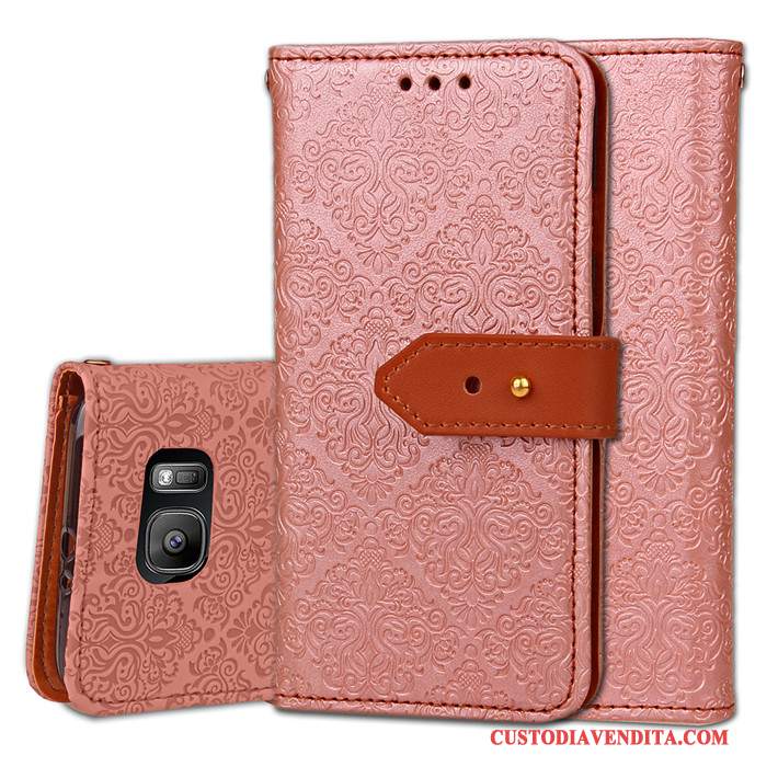 Custodia Samsung Galaxy S7 Pelle Telefono Lusso, Cover Samsung Galaxy S7 Folio Anti-caduta Rosso