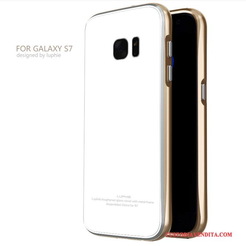 Custodia Samsung Galaxy S7 Protezione Nero Metallo, Cover Samsung Galaxy S7 Anti-caduta Tempra