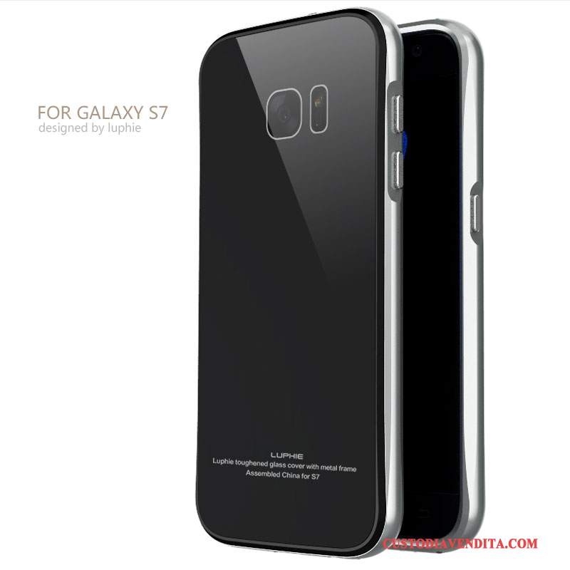 Custodia Samsung Galaxy S7 Protezione Nero Metallo, Cover Samsung Galaxy S7 Anti-caduta Tempra