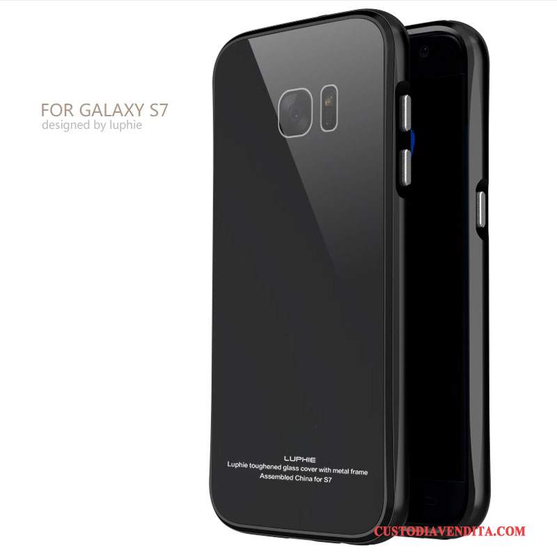 Custodia Samsung Galaxy S7 Protezione Nero Metallo, Cover Samsung Galaxy S7 Anti-caduta Tempra