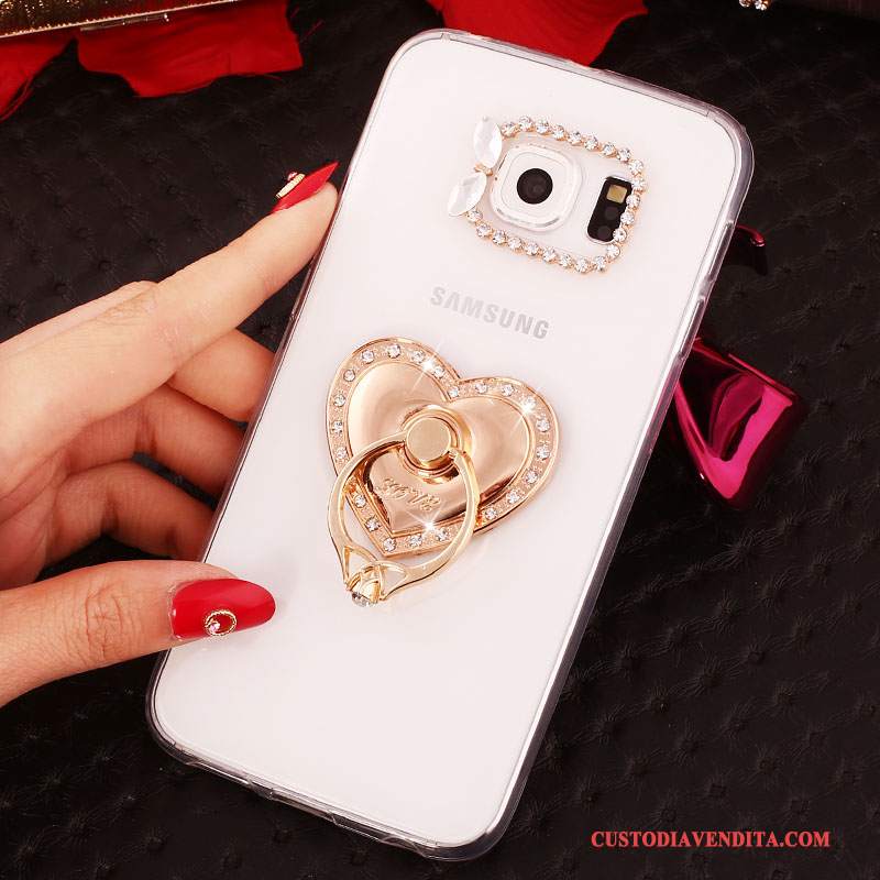 Custodia Samsung Galaxy S7 Silicone Anti-caduta Ring, Cover Samsung Galaxy S7 Strass Morbido Oro