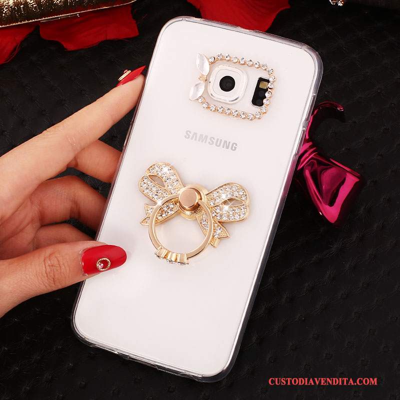 Custodia Samsung Galaxy S7 Silicone Anti-caduta Ring, Cover Samsung Galaxy S7 Strass Morbido Oro