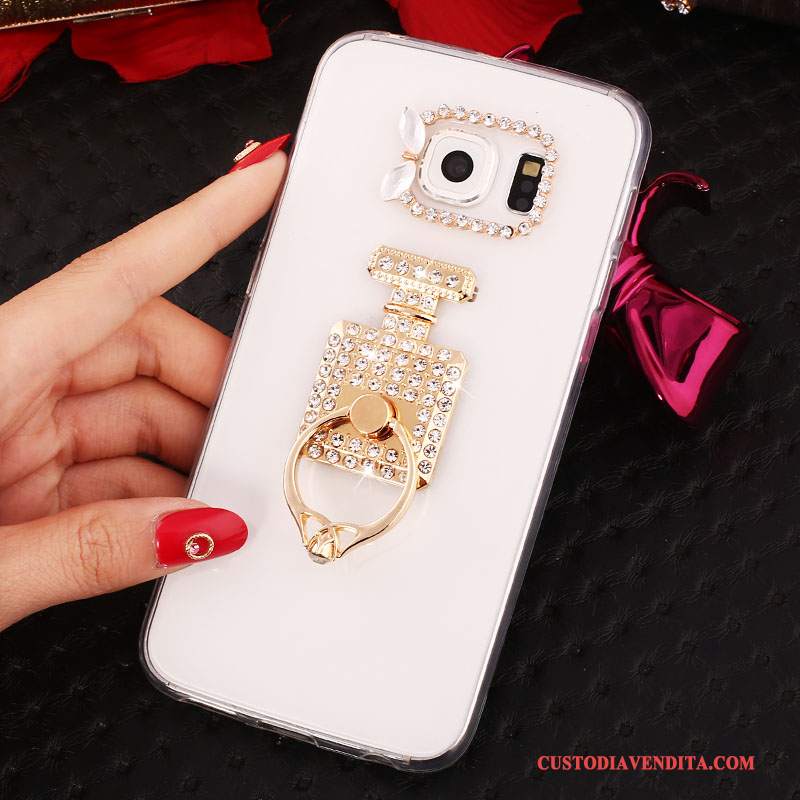 Custodia Samsung Galaxy S7 Silicone Anti-caduta Ring, Cover Samsung Galaxy S7 Strass Morbido Oro