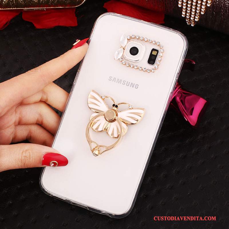 Custodia Samsung Galaxy S7 Silicone Anti-caduta Ring, Cover Samsung Galaxy S7 Strass Morbido Oro