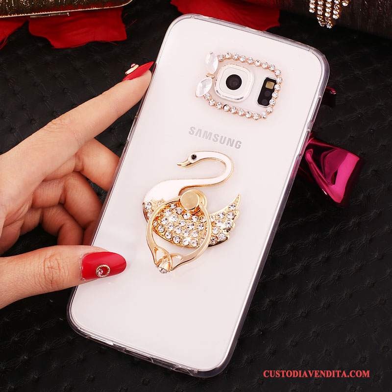 Custodia Samsung Galaxy S7 Silicone Anti-caduta Ring, Cover Samsung Galaxy S7 Strass Morbido Oro