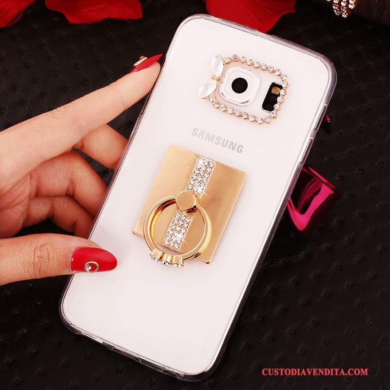 Custodia Samsung Galaxy S7 Silicone Anti-caduta Ring, Cover Samsung Galaxy S7 Strass Morbido Oro