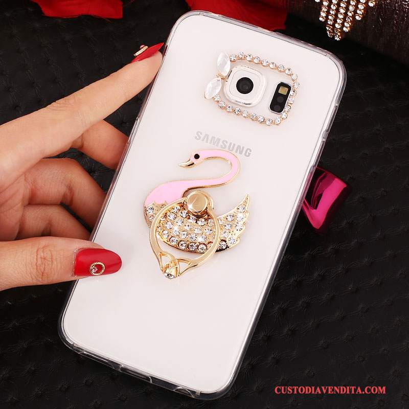 Custodia Samsung Galaxy S7 Silicone Anti-caduta Ring, Cover Samsung Galaxy S7 Strass Morbido Oro