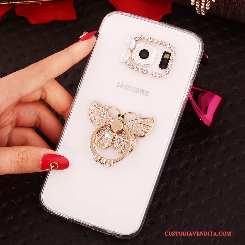 Custodia Samsung Galaxy S7 Silicone Anti-caduta Ring, Cover Samsung Galaxy S7 Strass Morbido Oro