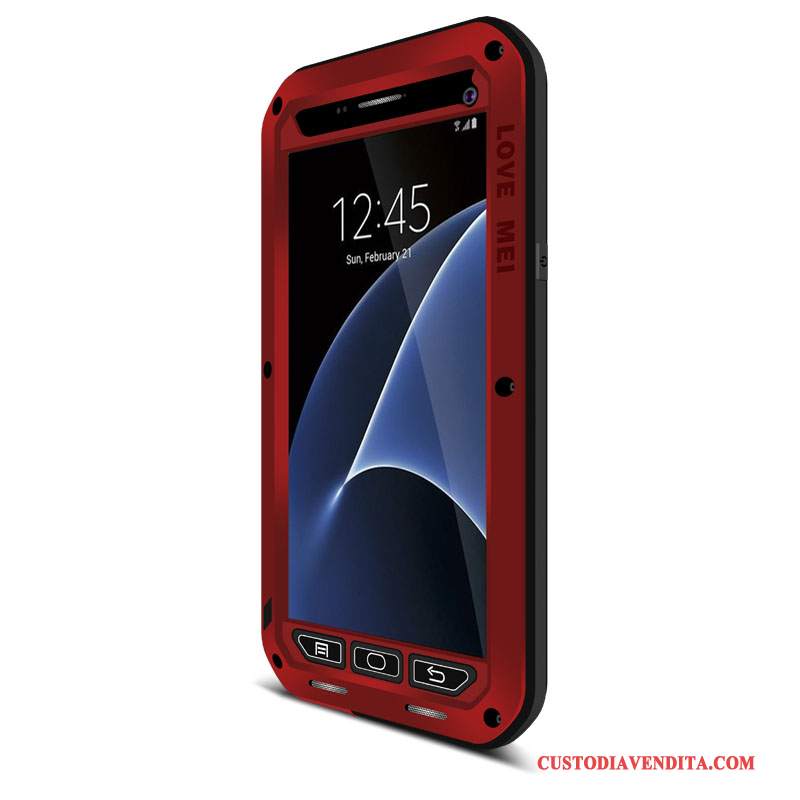 Custodia Samsung Galaxy S7 Silicone Anti-caduta Tutto Incluso, Cover Samsung Galaxy S7 Protezione Telefono Rosso