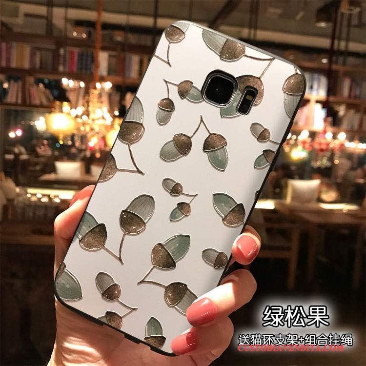 Custodia Samsung Galaxy S7 Silicone Fresco Ornamenti Appesi, Cover Samsung Galaxy S7 Verde Tendenza