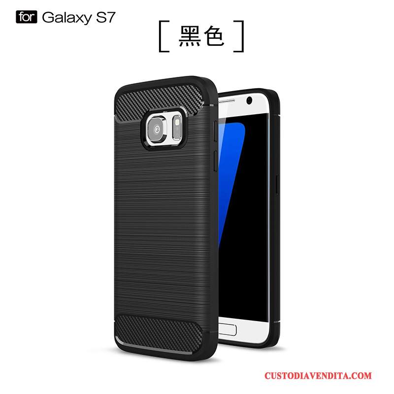 Custodia Samsung Galaxy S7 Silicone Nuovo Morbido, Cover Samsung Galaxy S7 Protezione Nero Anti-caduta