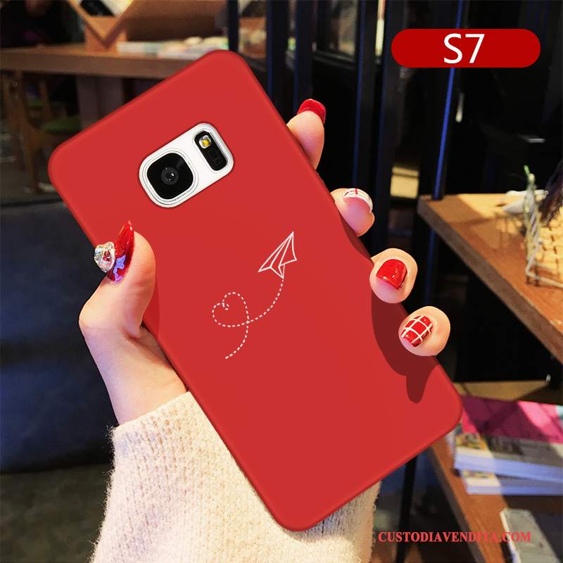 Custodia Samsung Galaxy S7 Silicone Rosso Morbido, Cover Samsung Galaxy S7 Cartone Animato Tutto Incluso Amanti