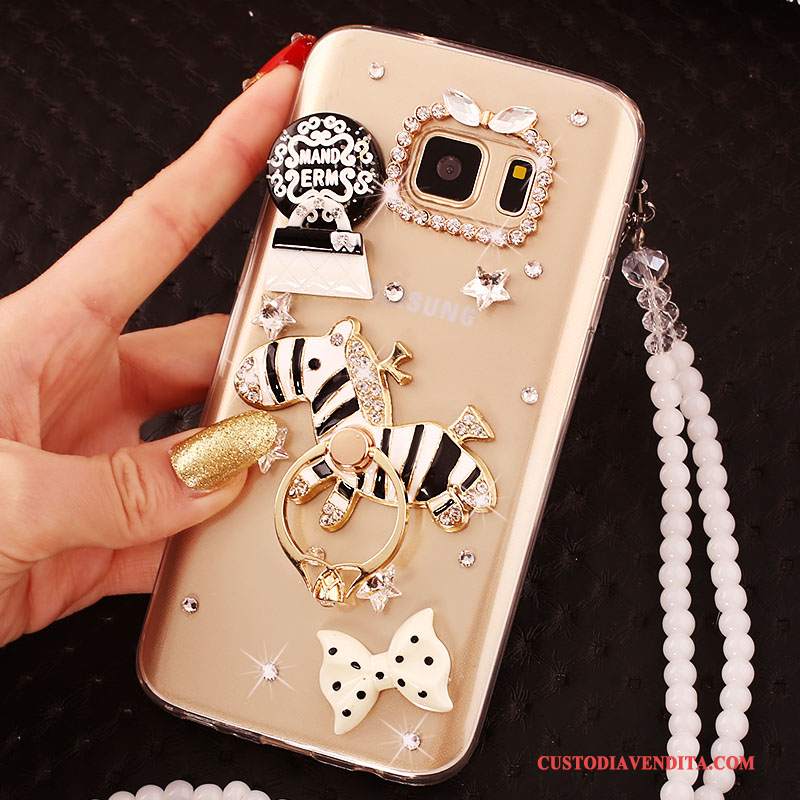 Custodia Samsung Galaxy S7 Silicone Telefono Oro, Cover Samsung Galaxy S7 Protezione Ring Supporto