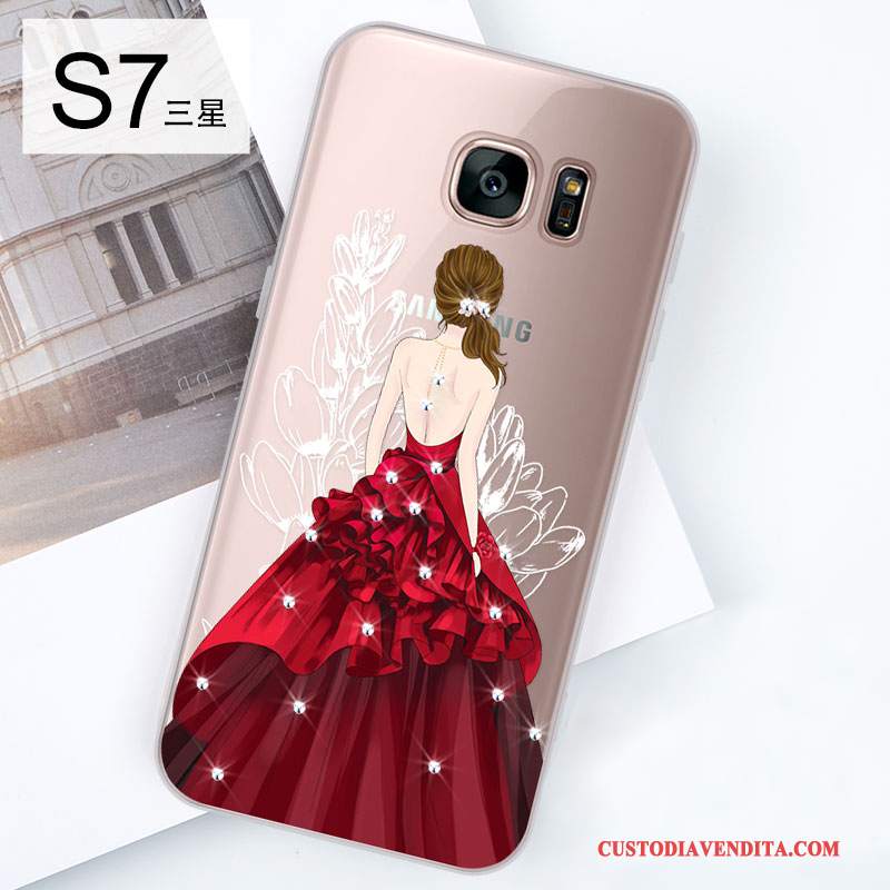 Custodia Samsung Galaxy S7 Strass Tendenza Bello, Cover Samsung Galaxy S7 Silicone Telefono Rosso