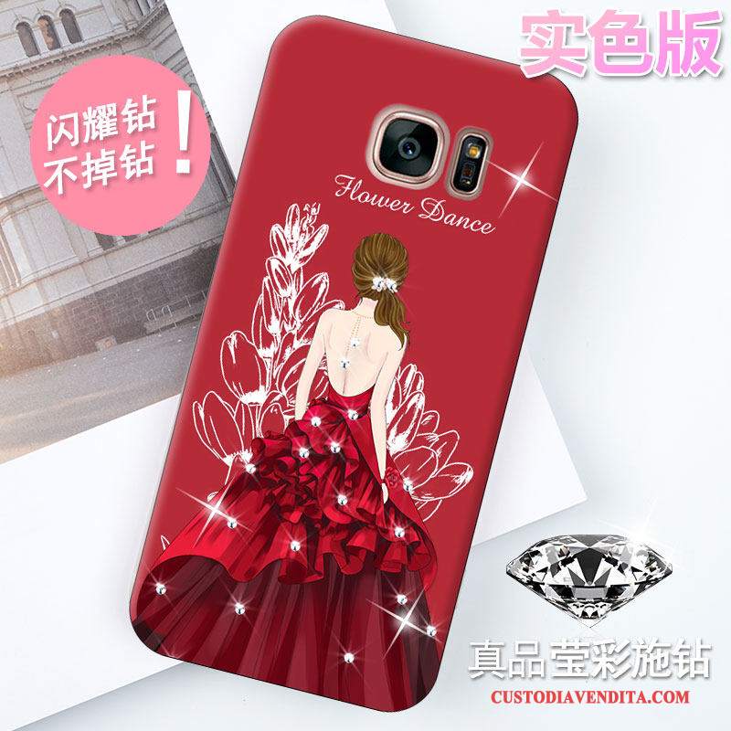 Custodia Samsung Galaxy S7 Strass Tendenza Bello, Cover Samsung Galaxy S7 Silicone Telefono Rosso