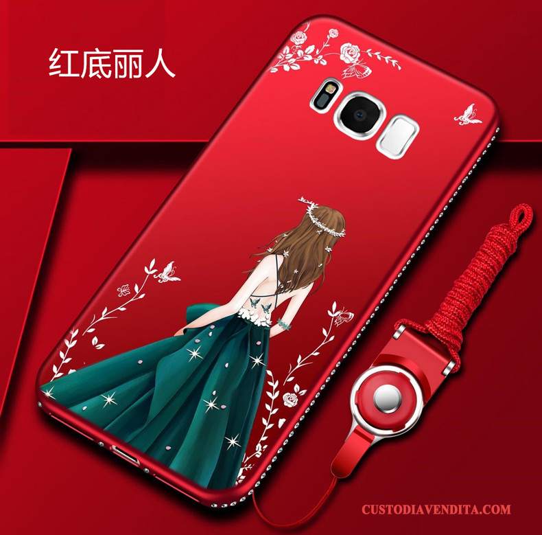 Custodia Samsung Galaxy S8 Cartone Animato Ornamenti Appesi Rosso, Cover Samsung Galaxy S8 Strass Telefono Tutto Incluso