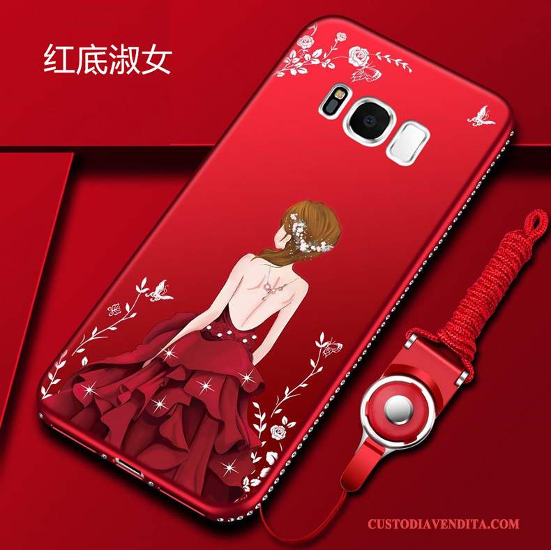 Custodia Samsung Galaxy S8 Cartone Animato Ornamenti Appesi Rosso, Cover Samsung Galaxy S8 Strass Telefono Tutto Incluso