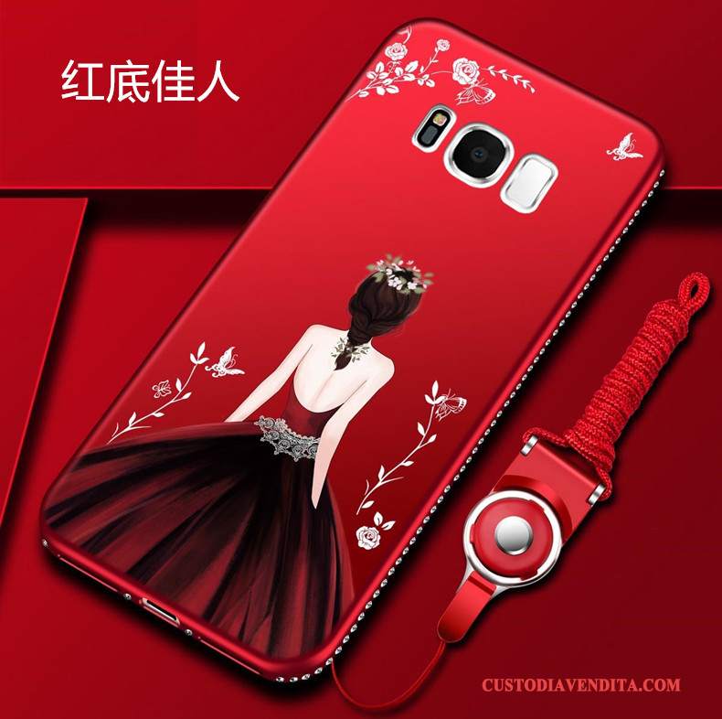 Custodia Samsung Galaxy S8 Cartone Animato Ornamenti Appesi Rosso, Cover Samsung Galaxy S8 Strass Telefono Tutto Incluso