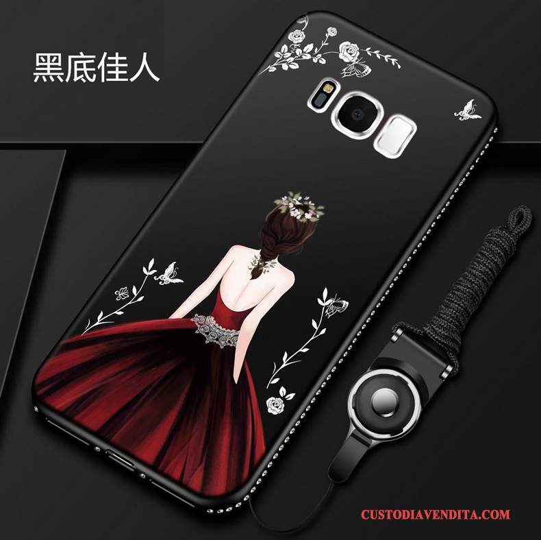 Custodia Samsung Galaxy S8 Cartone Animato Ornamenti Appesi Rosso, Cover Samsung Galaxy S8 Strass Telefono Tutto Incluso