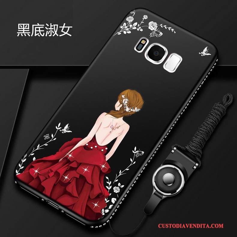 Custodia Samsung Galaxy S8 Cartone Animato Ornamenti Appesi Rosso, Cover Samsung Galaxy S8 Strass Telefono Tutto Incluso