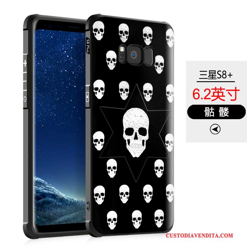 Custodia Samsung Galaxy S8+ Cartone Animato Tendenza Nero, Cover Samsung Galaxy S8+ Silicone Gasbag Macchiati