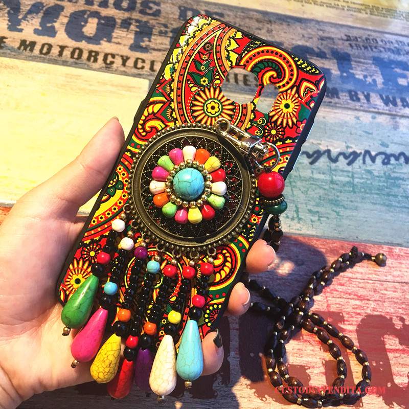 Custodia Samsung Galaxy S8 Colore Telefono Etnico, Cover Samsung Galaxy S8 Vintage Vento Ornamenti Appesi