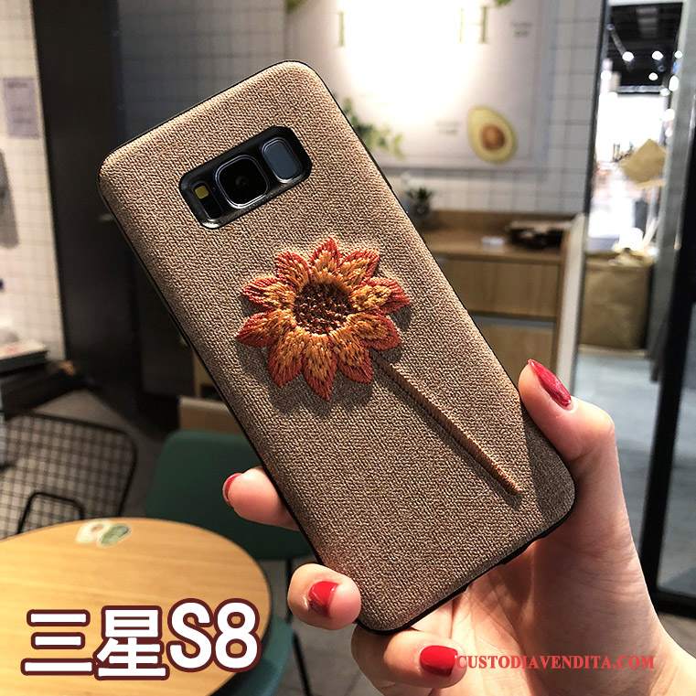 Custodia Samsung Galaxy S8 Creativo Anti-caduta Ricamo, Cover Samsung Galaxy S8 Protezione Cachi Nuovo