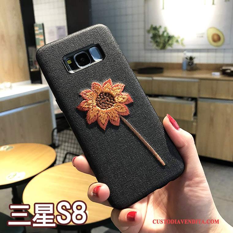 Custodia Samsung Galaxy S8 Creativo Anti-caduta Ricamo, Cover Samsung Galaxy S8 Protezione Cachi Nuovo