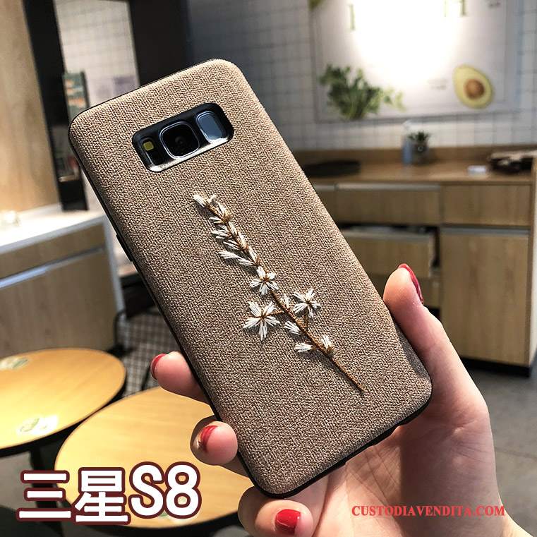 Custodia Samsung Galaxy S8 Creativo Anti-caduta Ricamo, Cover Samsung Galaxy S8 Protezione Cachi Nuovo