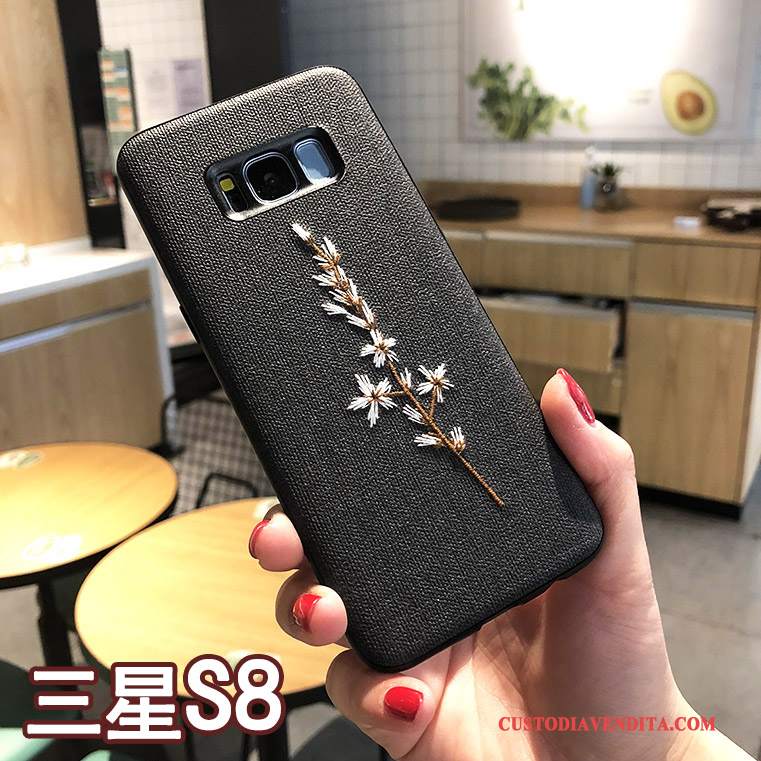 Custodia Samsung Galaxy S8 Creativo Anti-caduta Ricamo, Cover Samsung Galaxy S8 Protezione Cachi Nuovo