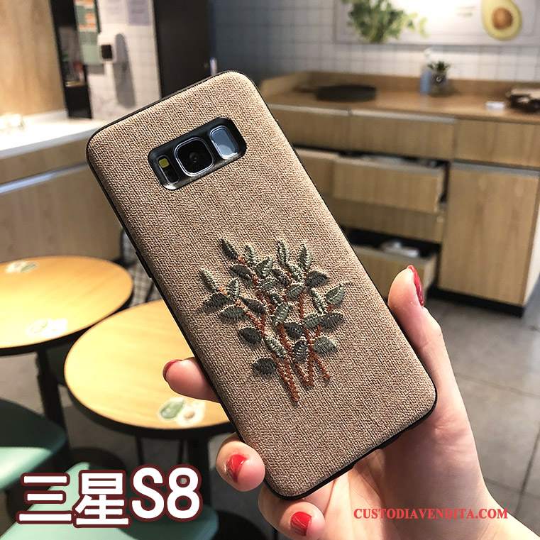 Custodia Samsung Galaxy S8 Creativo Anti-caduta Ricamo, Cover Samsung Galaxy S8 Protezione Cachi Nuovo