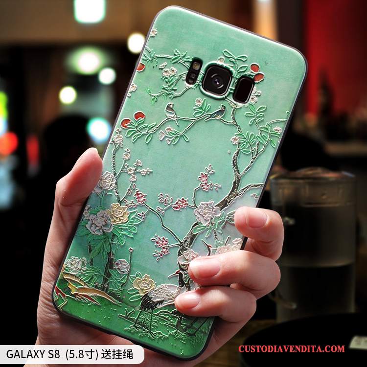 Custodia Samsung Galaxy S8 Creativo Verde Stile Cinese, Cover Samsung Galaxy S8 Silicone Anti-caduta Tutto Incluso