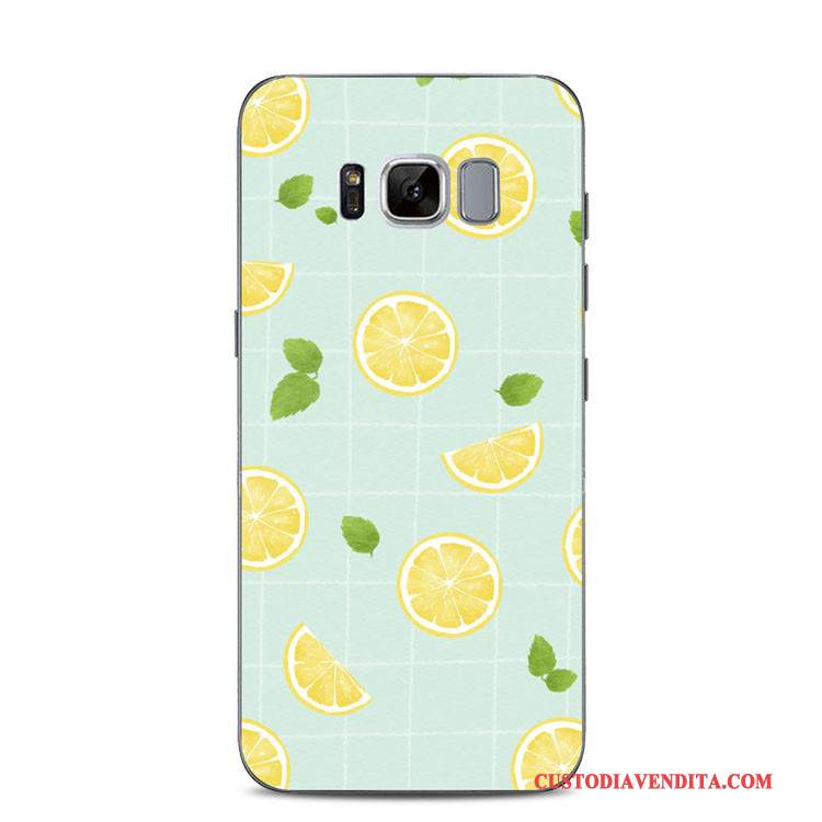 Custodia Samsung Galaxy S8+ Goffratura Limone Blu, Cover Samsung Galaxy S8+ Silicone Supporto Anti-caduta