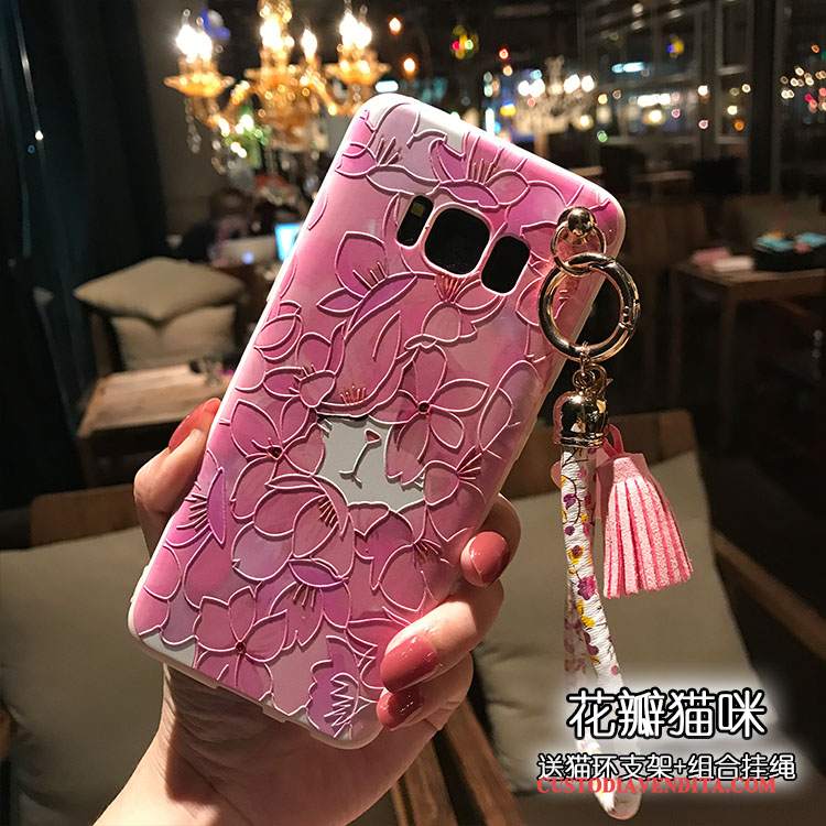 Custodia Samsung Galaxy S8+ Goffratura Morbido Rosa, Cover Samsung Galaxy S8+ Silicone Petalitelefono