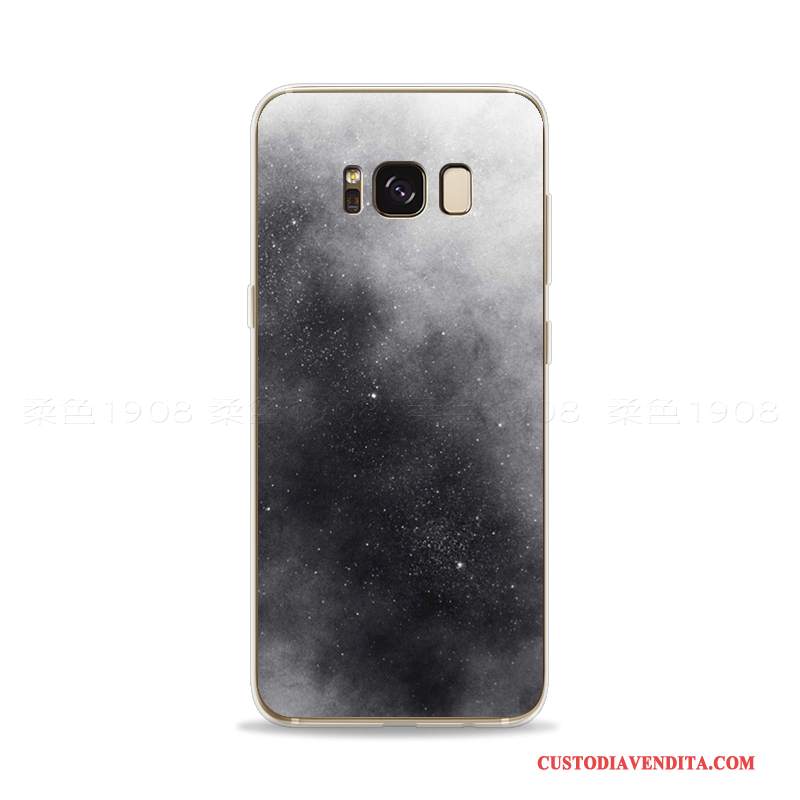 Custodia Samsung Galaxy S8 Goffratura Telefono Nero, Cover Samsung Galaxy S8 Creativo Bianco Morbido