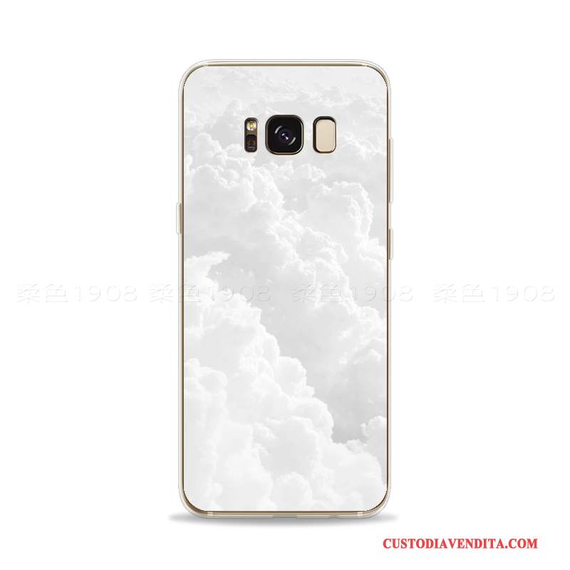 Custodia Samsung Galaxy S8 Goffratura Telefono Nero, Cover Samsung Galaxy S8 Creativo Bianco Morbido