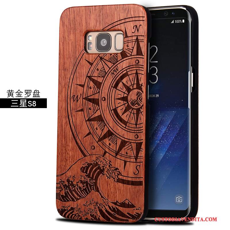 Custodia Samsung Galaxy S8 Legno Massello Anti-caduta Difficile, Cover Samsung Galaxy S8 Protezione Telefono Scultura