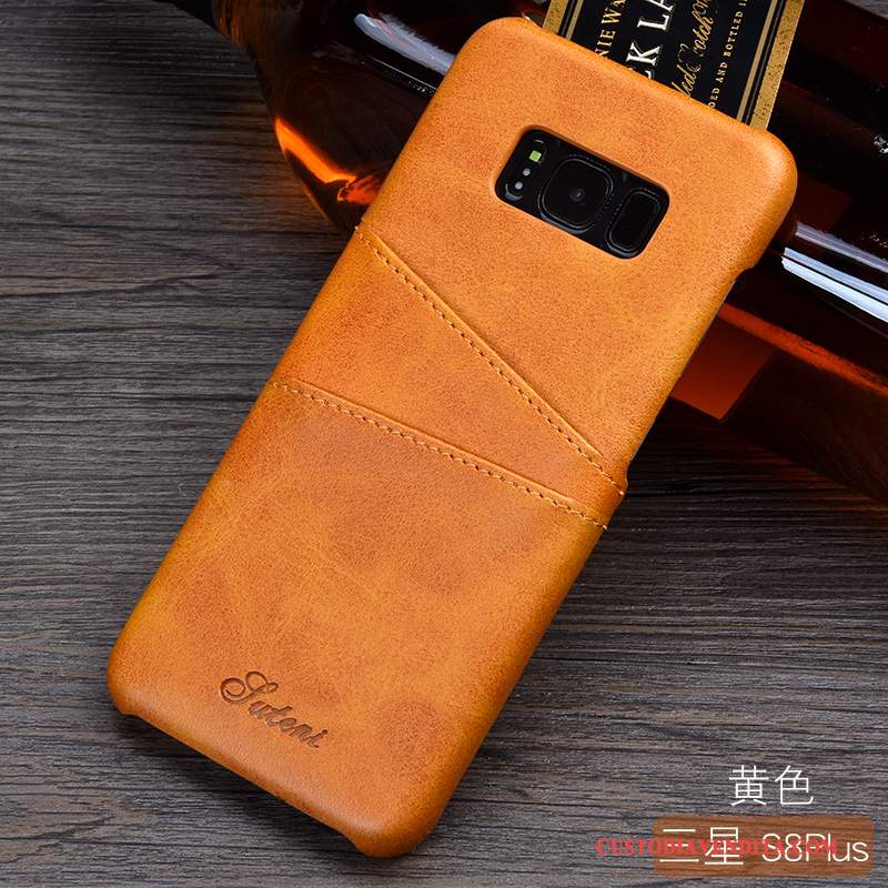 Custodia Samsung Galaxy S8+ Moda Carta Affari, Cover Samsung Galaxy S8+ Pelle Arancione Tendenza