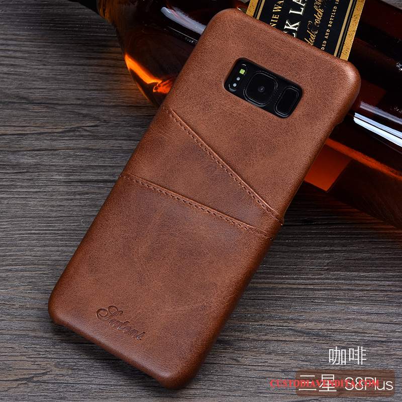 Custodia Samsung Galaxy S8+ Moda Carta Affari, Cover Samsung Galaxy S8+ Pelle Arancione Tendenza