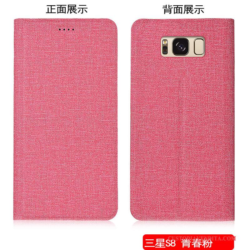 Custodia Samsung Galaxy S8 Pelle Anti-caduta Cotone E Lino, Cover Samsung Galaxy S8 Colore Telefono