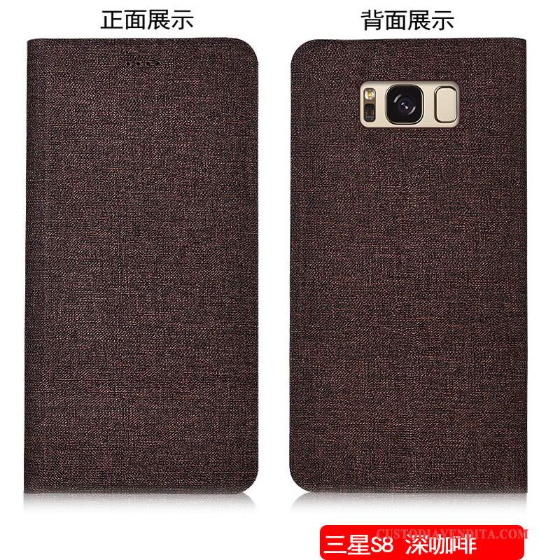 Custodia Samsung Galaxy S8 Pelle Anti-caduta Cotone E Lino, Cover Samsung Galaxy S8 Colore Telefono