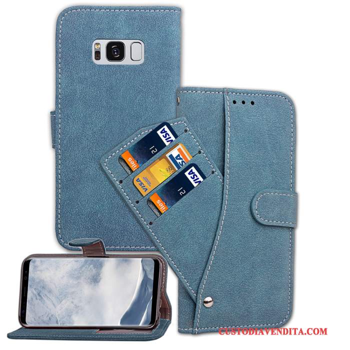 Custodia Samsung Galaxy S8 Pelle Grigio Carta, Cover Samsung Galaxy S8 Portafoglio Anti-cadutatelefono