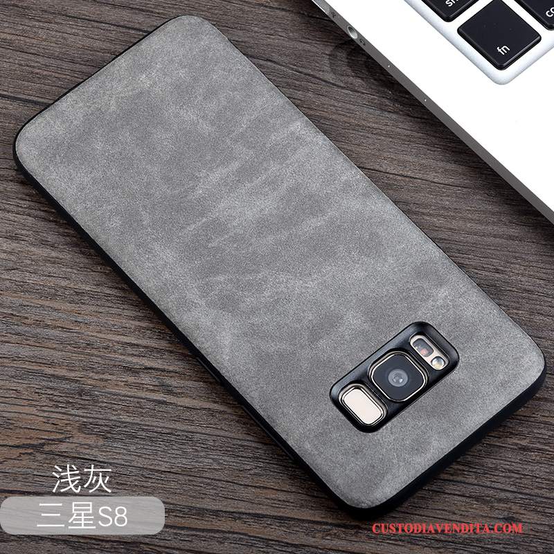 Custodia Samsung Galaxy S8 Pelle Grigio Chiaro, Cover Samsung Galaxy S8 Protezione Telefono Tutto Incluso