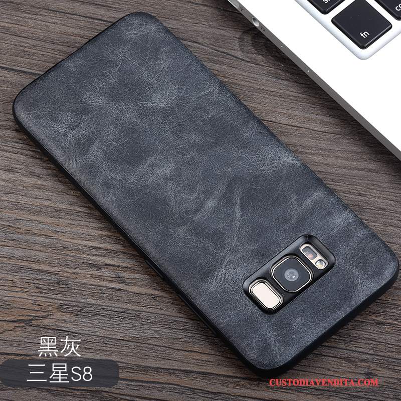 Custodia Samsung Galaxy S8 Pelle Grigio Chiaro, Cover Samsung Galaxy S8 Protezione Telefono Tutto Incluso