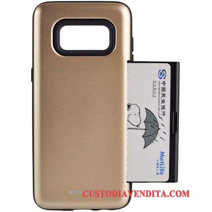 Custodia Samsung Galaxy S8 Pelle Morbidotelefono, Cover Samsung Galaxy S8 Portafoglio Oro