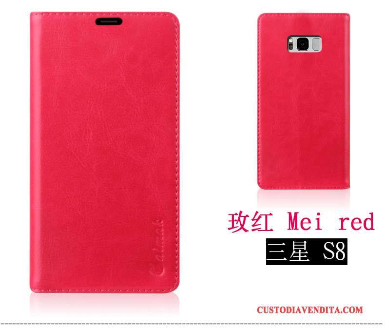 Custodia Samsung Galaxy S8 Pelle Tutto Incluso Rosso, Cover Samsung Galaxy S8 Protezione Telefono Morbido