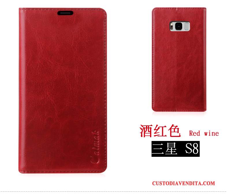 Custodia Samsung Galaxy S8 Pelle Tutto Incluso Rosso, Cover Samsung Galaxy S8 Protezione Telefono Morbido