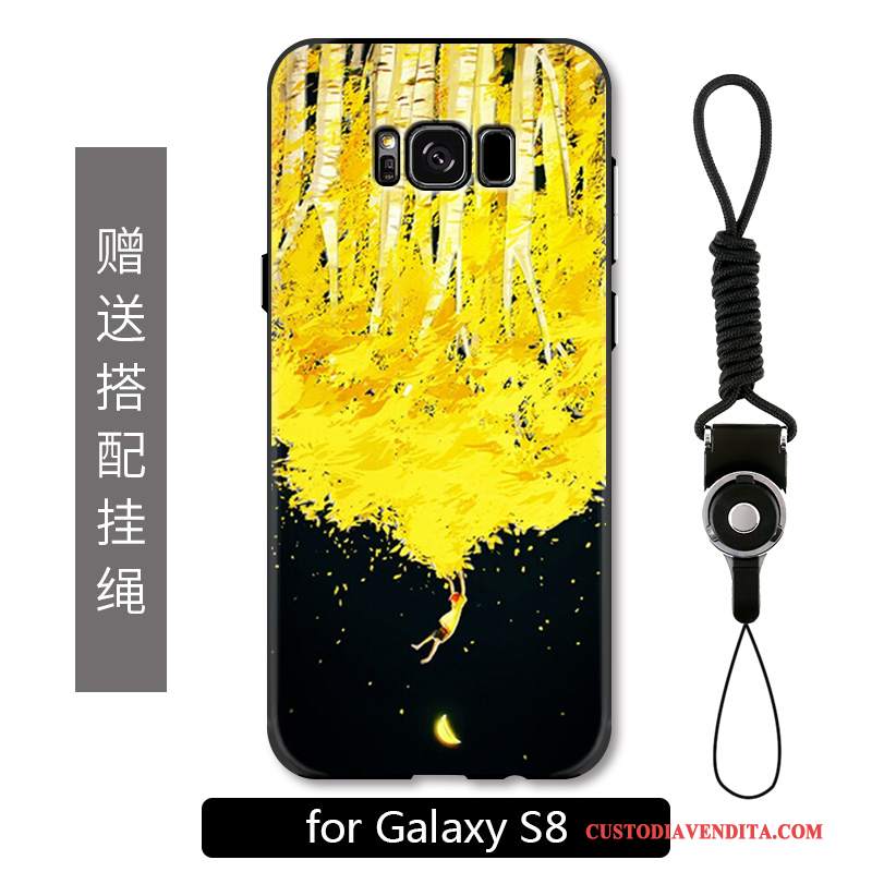 Custodia Samsung Galaxy S8 Protezione Anti-caduta Ornamenti Appesi, Cover Samsung Galaxy S8 Goffratura Giallo Tutto Incluso