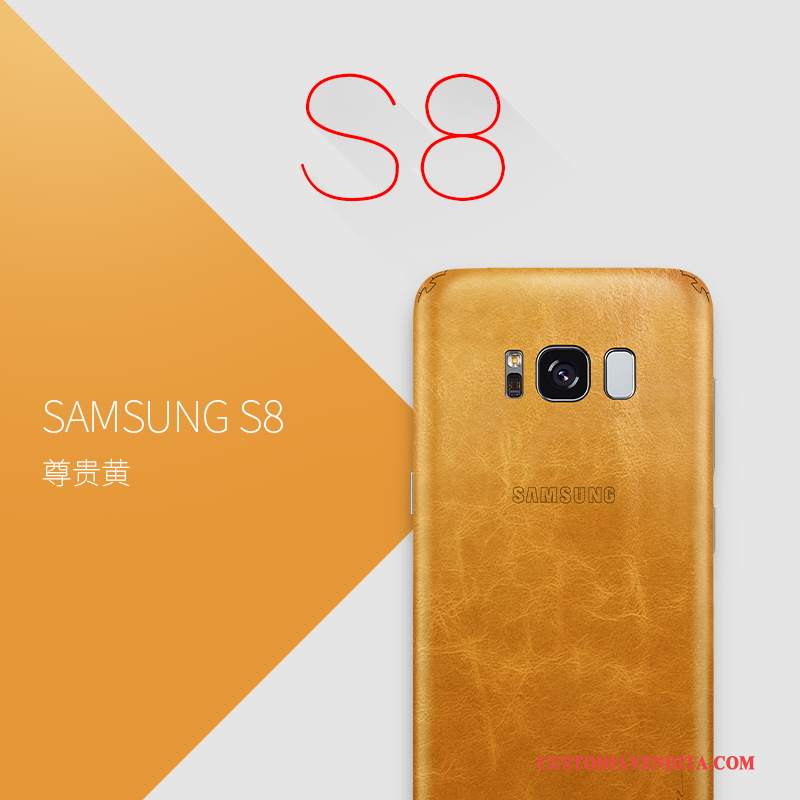 Custodia Samsung Galaxy S8 Protezione Giallo Tutto Incluso, Cover Samsung Galaxy S8 Pelle Arancione Sottile